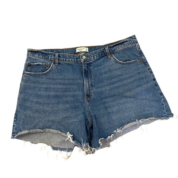 Abercrombie Curve Love Dad Shorts High Rise Denim Sz 35 Relaxed Fit - Picture 1 of 6